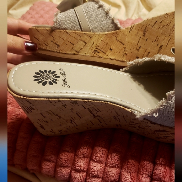 Yellow Box Embellished Wedge Sandals - Picture 4 of 15